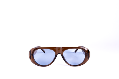 Óculos Vintage Marrom Lente Azul