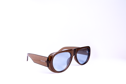 Óculos Vintage Marrom Lente Azul